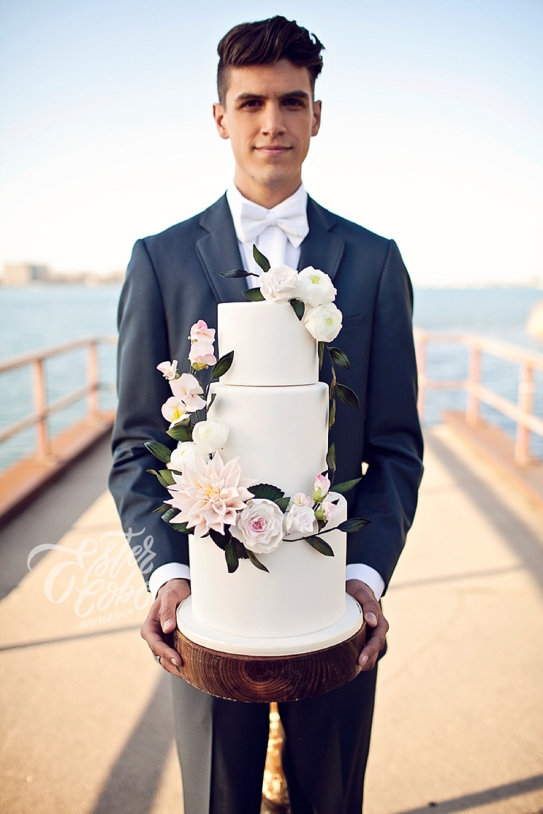 Cascade of  sugar flowers Wedding Cake