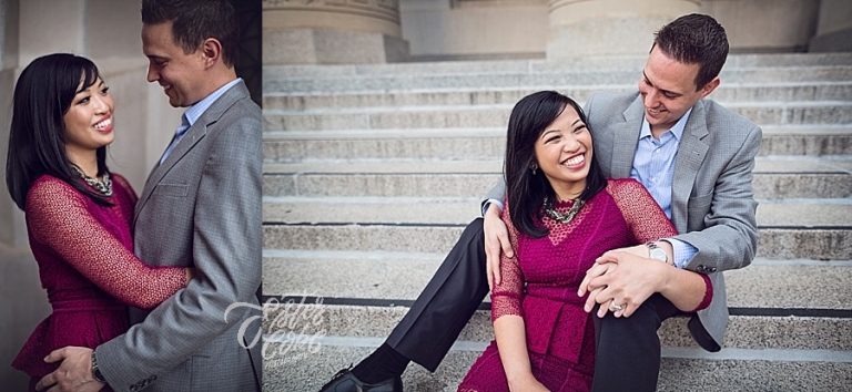 Staircase posing Engagement Session