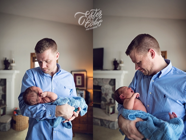 Father and Son Newborn in Home Photography