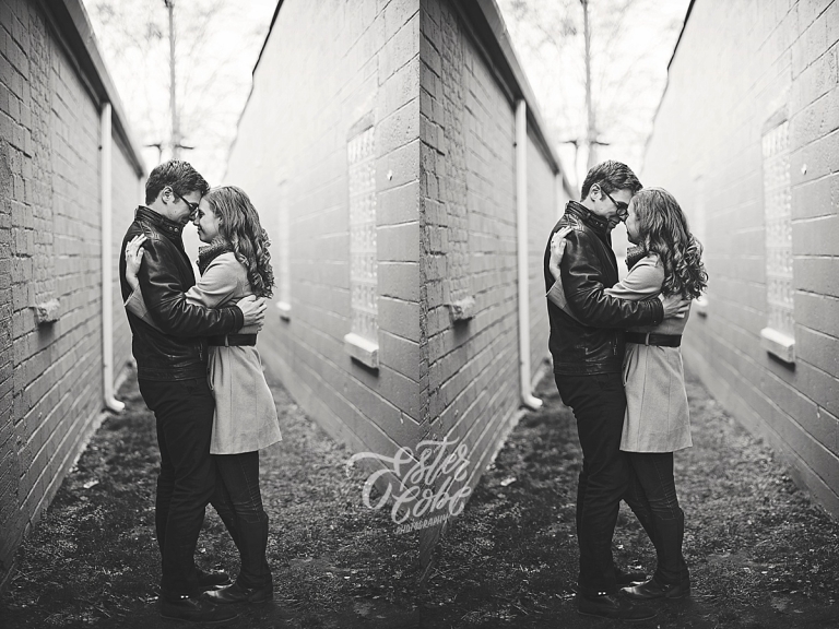 Cold Weather Engagement downtown Christmas