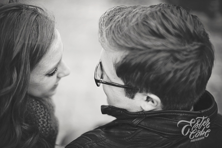 Cold Weather Engagement downtown Christmas
