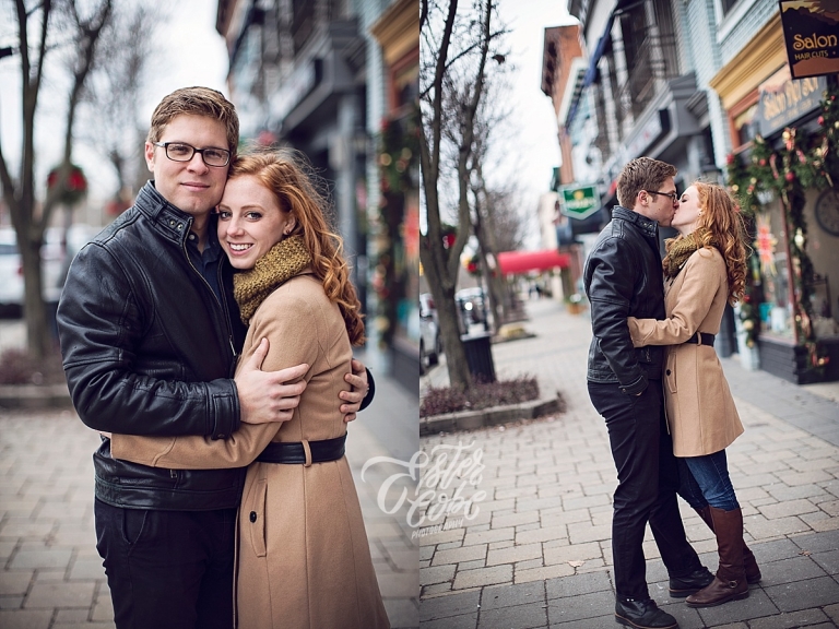 Cold Weather Engagement downtown Authentic Posing