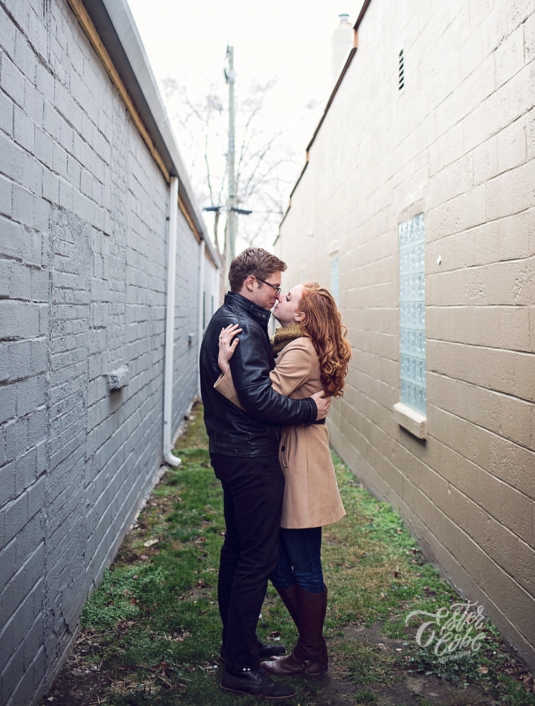 Cold Weather Engagement downtown Authentic Posing