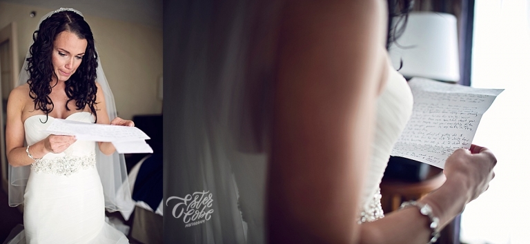 bride reading letter from groom