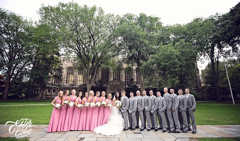 Law Quad Pink and Gray Wedding Party